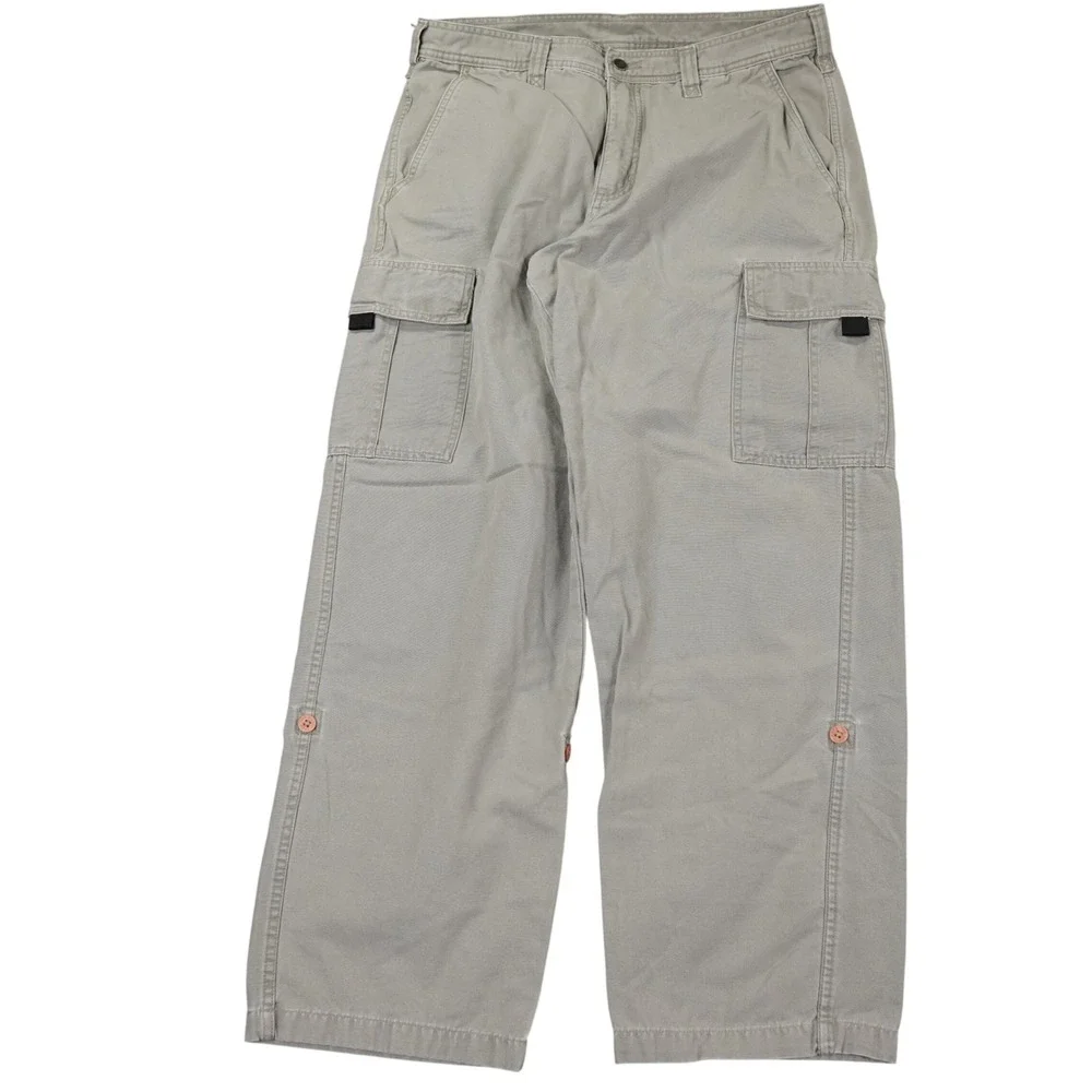 VTG North Face Canvas Cargo Pants Mens 36x30 Tan Roll Up Hem‎ Gorpcore Y2K 90s